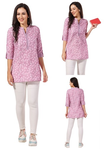 Embroridery kurtis pink 30inc - embroridery,