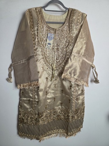Ladies gold organza kurta size - ladies,