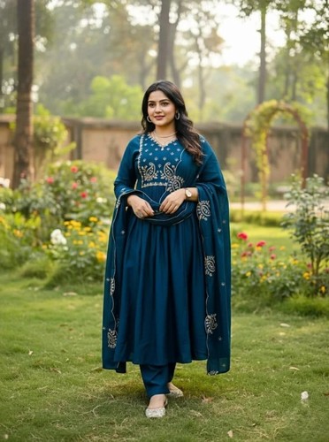 Women blue anarkali - blue,