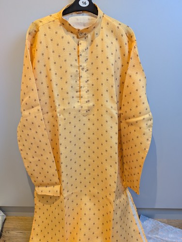 Mens yellow indian kurta - yellow, top