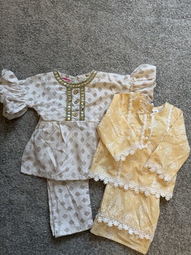Girls gold cotton kurta - cotton,