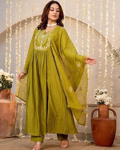 Women green plus size indian - green,