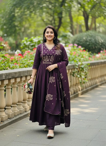 Women wine anarkali - women,
