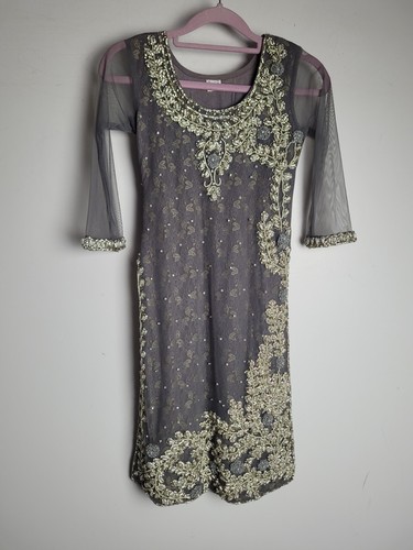 Girls grey net asian indian - grey,