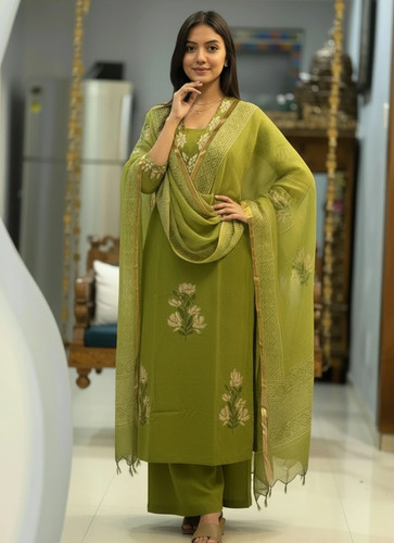 Women green line - kurta, with